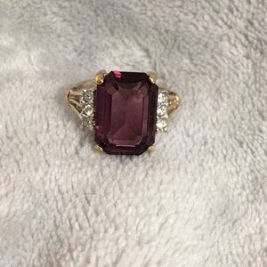 14KT HGE Amethyst Fashion Ring, sz 7-1/4
